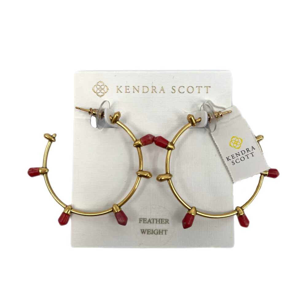 Kendra Scott Gold Red Earrings Hoop Brass Howlite Freida